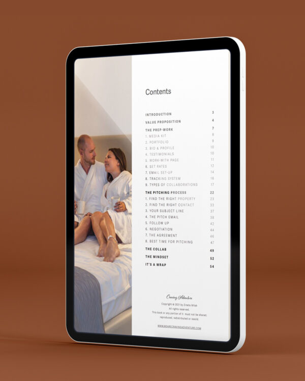 Hotel-Collaborations-ebook-contents Hotel collaborations ebook on tablet - contents page