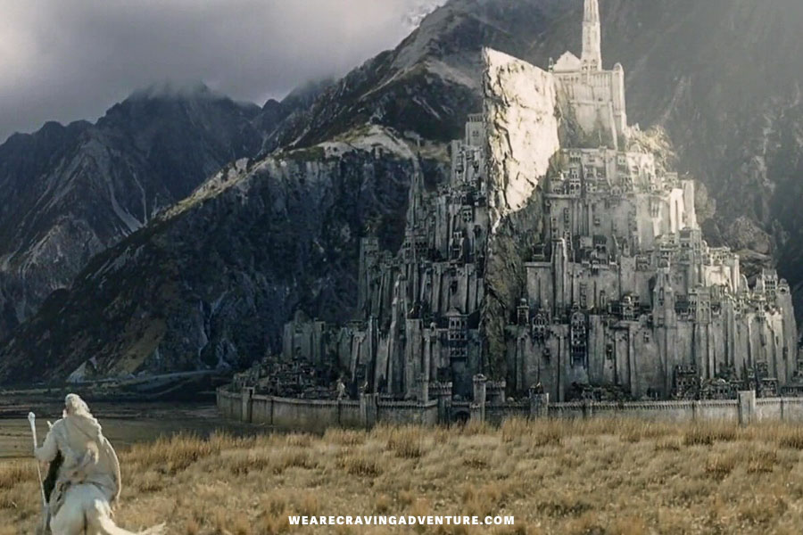 Wide movie shot of Minas Tirith, Gondor, Lord of the