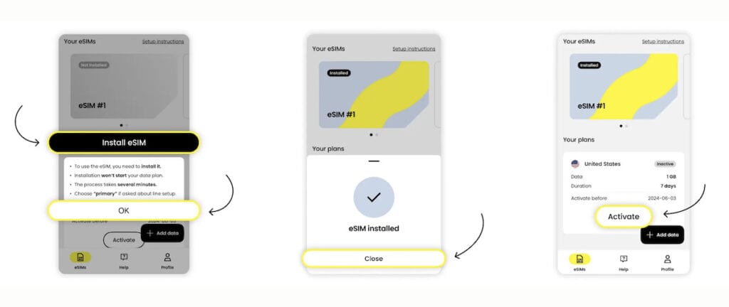 saily esim activation